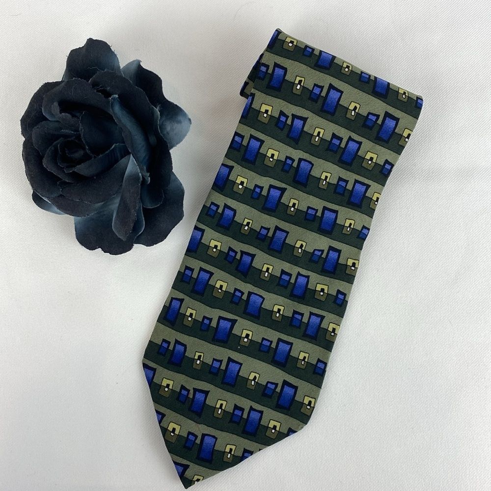 Grateful Dead Doorways And Splices Fifth Set Gray & Blue Print Silk Tie - Picture 2 of 6